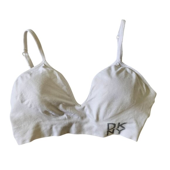 Dkny Womens White Nylon/Spandex Wireless Bra Size L Bralette - Picture 1 of 8